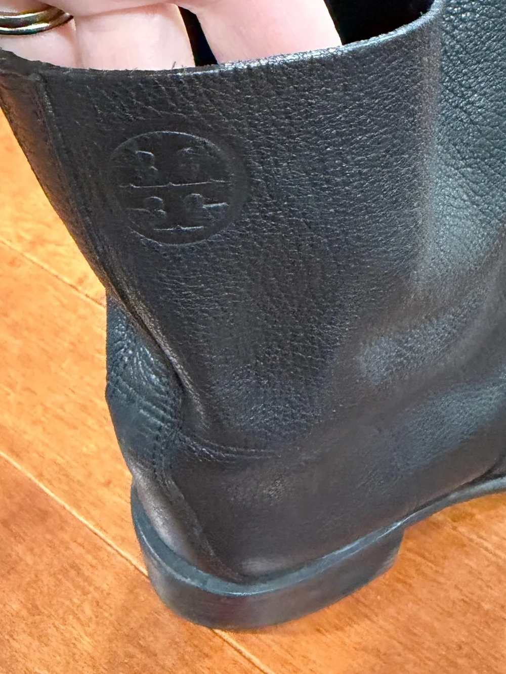 Tory Burch Pebbled Black Leather Siena Ankle Boots Booties Sz. 10.5
